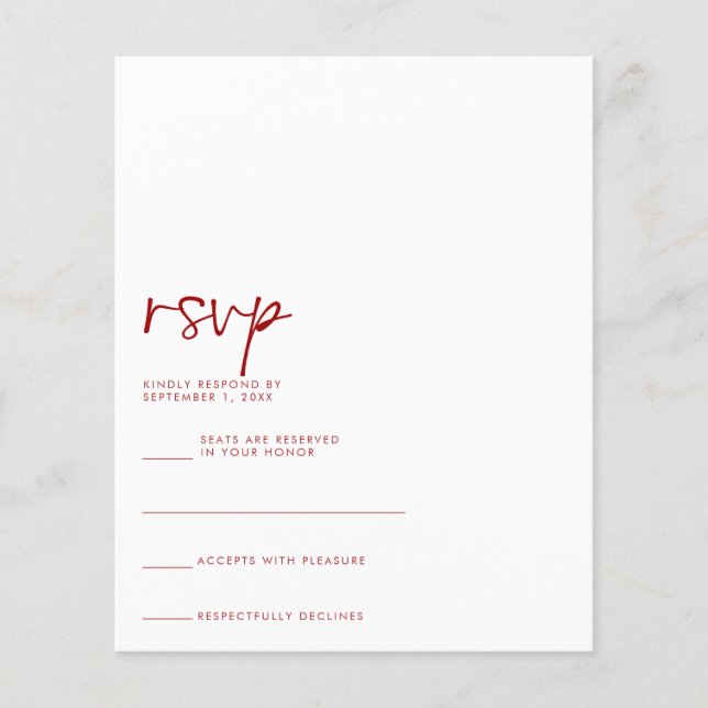 Prospectus 11,4 Cm X 14,2 Cm Carte RSVP BUDGET (Devant)