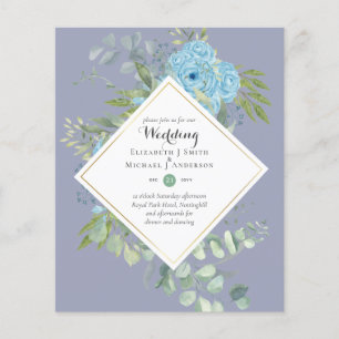 Prospectus 11,4 Cm X 14,2 Cm Cartes d'invitation de mariage à fleurs bleues BUD