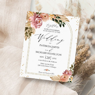 Prospectus 11,4 Cm X 14,2 Cm Cartes d'invitation de mariage chic bohème florale