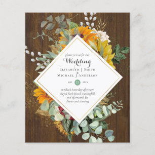 Prospectus 11,4 Cm X 14,2 Cm Cartes d'invitation de mariage florales bleu viole