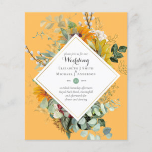 Prospectus 11,4 Cm X 14,2 Cm Cartes d'invitation de mariage Florales Bourgogne 