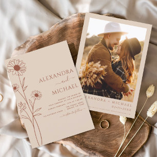 Prospectus 11,4 Cm X 14,2 Cm Cartes d'invitation de mariage florales modernes B