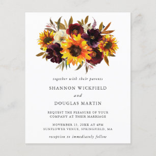 Prospectus 11,4 Cm X 14,2 Cm Carton de mariage automnal à petit budget tourneso