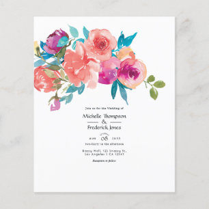 Prospectus 11,4 Cm X 14,2 Cm Carton de mariage floral Corail et Fandango