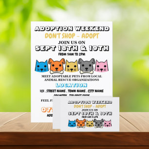 Prospectus 11,4 Cm X 14,2 Cm Cats & Chiens, Pet Adoption Evénement Publicité