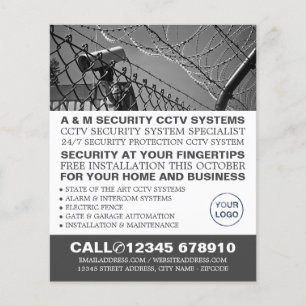 Prospectus 11,4 Cm X 14,2 Cm CCTV et fils barbelés, CCTV publicité pour la sécu