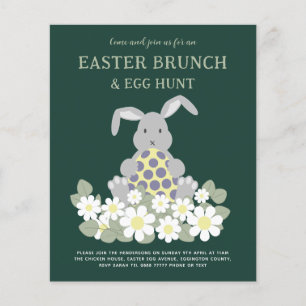 Prospectus 11,4 Cm X 14,2 Cm Chasse aux oeufs de Pâques et Brunch Cute Bunny Fl