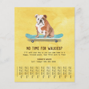 Prospectus 11,4 Cm X 14,2 Cm Chien amusant sur skateboard Chien Walker Tear She