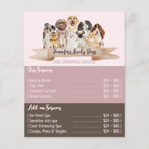 Prospectus 11,4 Cm X 14,2 Cm Chiens Toilettés Service de toilettage pour chiens