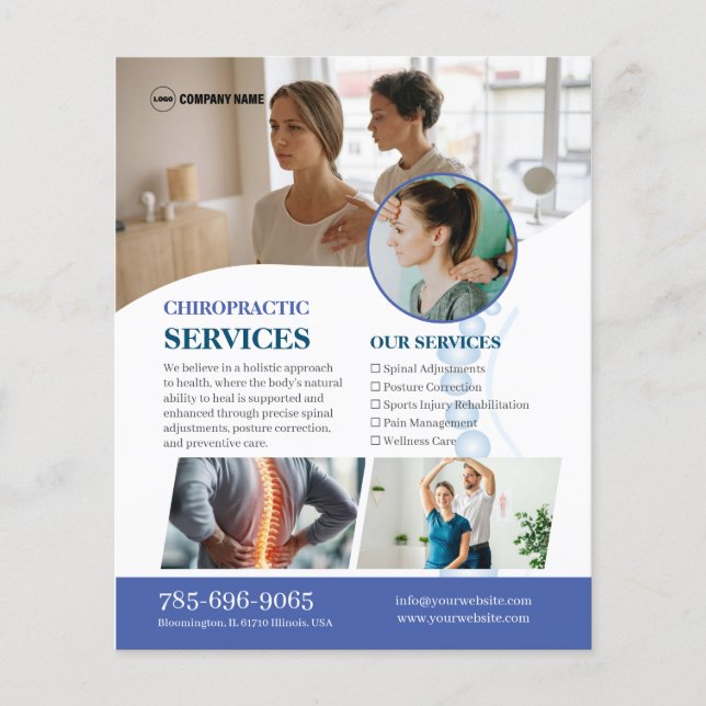 Prospectus 11,4 Cm X 14,2 Cm Chiropracteur Services Circulaire personnalisée (Devant)