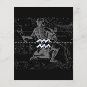 Prospectus 11,4 Cm X 14,2 Cm Chrome like Aquarius Zodiac Sign on Hevelius