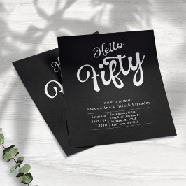 Prospectus 11,4 Cm X 14,2 Cm Cinquante Black White Budget 50e Invitation annive
