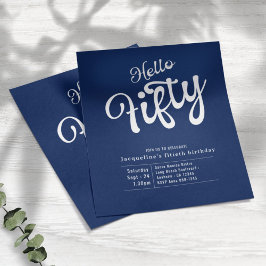 Prospectus 11,4 Cm X 14,2 Cm Cinquante Bleu Blanc Budget 50e Invitation anniver