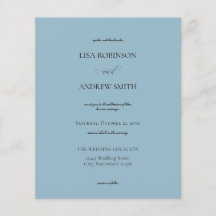 Circulaire Mariage de calligraphie bleue Dusty Bud