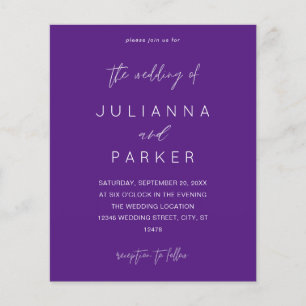 Prospectus 11,4 Cm X 14,2 Cm Circulaire Mariage de calligraphie de MOD Purple B
