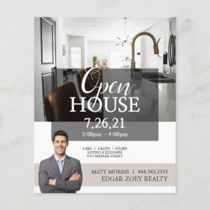 Prospectus 11,4 Cm X 14,2 Cm Circulaire moderne Open House Real Estate Realer