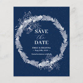 Prospectus 11,4 Cm X 14,2 Cm Classic Elegant Marine mariage bleu Enregistrer la