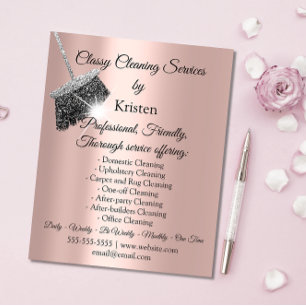 Prospectus 11,4 Cm X 14,2 Cm Classy Cleaning Services House Keeping Rose Silver