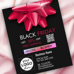 Prospectus 11,4 Cm X 14,2 Cm Code QR de l'affiche de solde du Vendredi noir ave