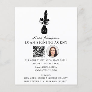 Prospectus 11,4 Cm X 14,2 Cm Code QR de l'agent de signature notariale Plume bo
