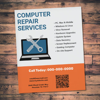 Prospectus 11,4 Cm X 14,2 Cm Computer Repair Services Orange