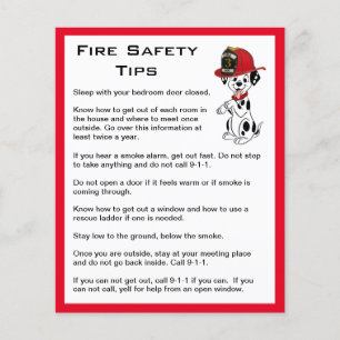 Prospectus 11,4 Cm X 14,2 Cm Conseils de sécurité sur le feu de chien dalmate