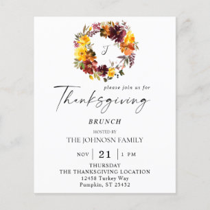 Prospectus 11,4 Cm X 14,2 Cm Couronne de Thanksgiving florale orange et jaune b