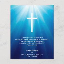 Prospectus 11,4 Cm X 14,2 Cm Croix chrétienne sur arrière - plan bleu