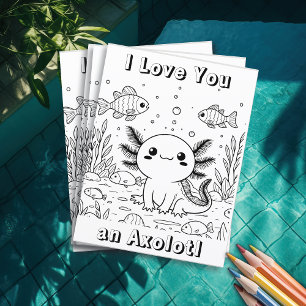Prospectus 11,4 Cm X 14,2 Cm Cute Axolotl Page de coloriage de l'enfant