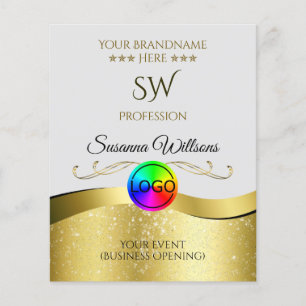 Prospectus 11,4 Cm X 14,2 Cm Décor Wavy Gold sur logo gris clair Monogramme