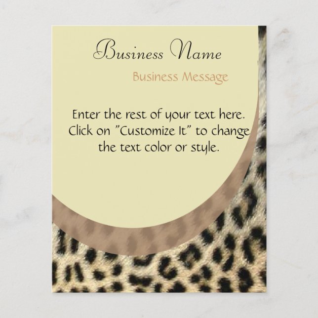 Prospectus 11,4 Cm X 14,2 Cm Dépliant Imprimé Léopard (Devant)