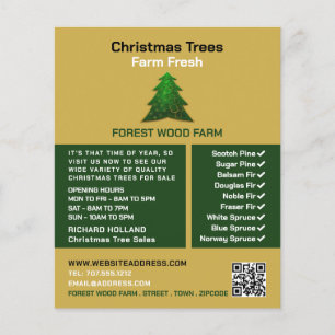 Prospectus 11,4 Cm X 14,2 Cm Design tendance du sapin, ventes d'arbres de Noël