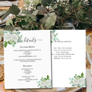 Prospectus 11,4 Cm X 14,2 Cm Détails du programme de mariage à fleurs blanches