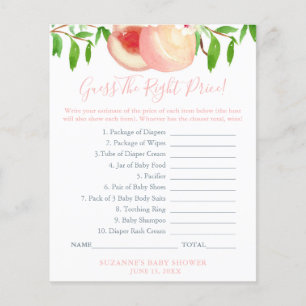 Prospectus 11,4 Cm X 14,2 Cm Devinez Le Bon Prix Sweet Peach Baby shower Jeu
