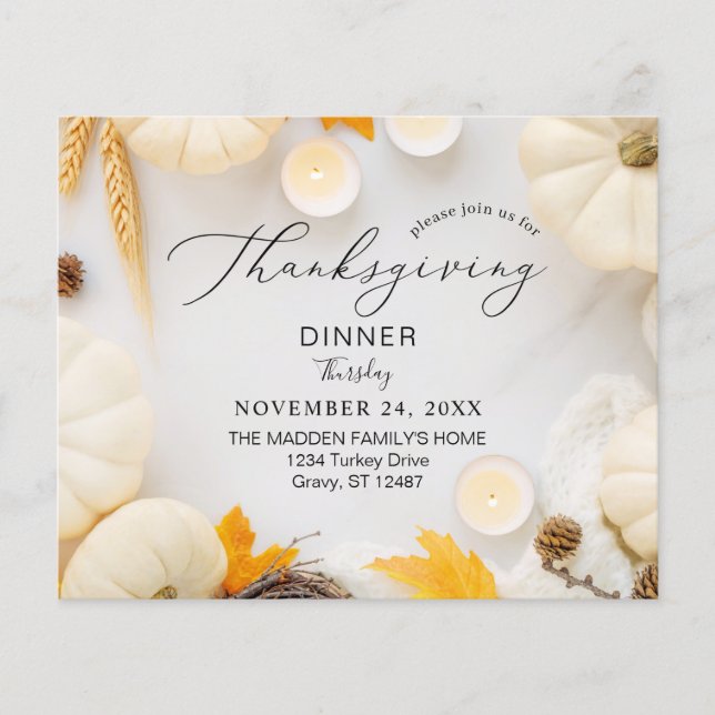 Prospectus 11,4 Cm X 14,2 Cm Dîner Citrouille Thanksgiving Budget Cosy (Devant)