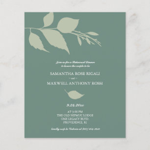 Prospectus 11,4 Cm X 14,2 Cm Dîner de répétition budgétaire Invitations vertes