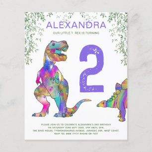 Prospectus 11,4 Cm X 14,2 Cm Dinosaur 2e anniversaire Invitations du parti budg