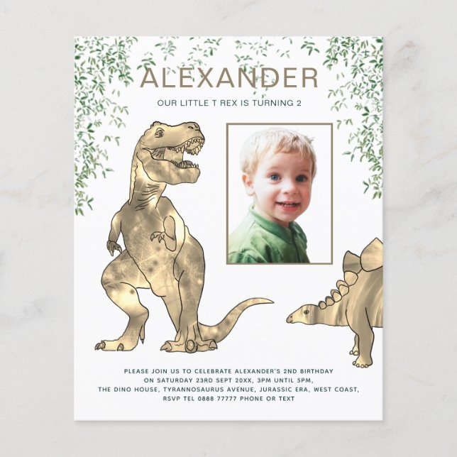 Prospectus 11,4 Cm X 14,2 Cm Dinosaur fête d'anniversaire (Devant)