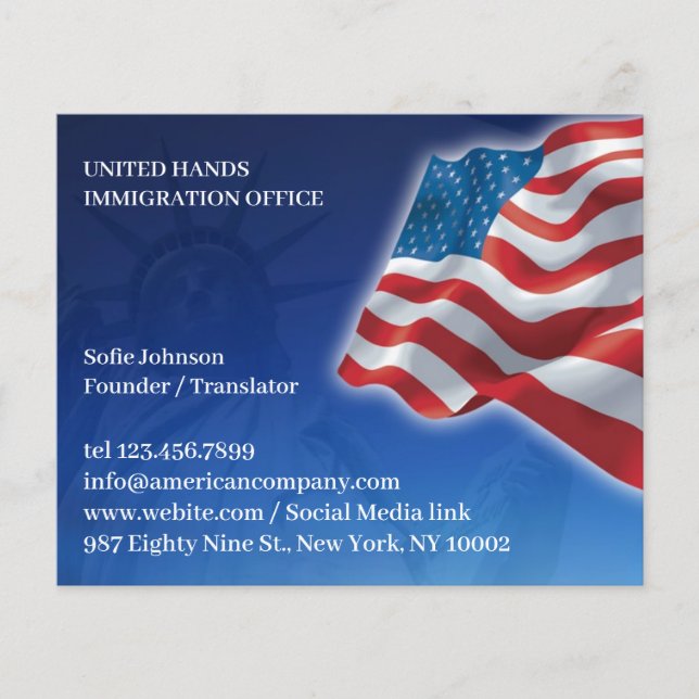 Prospectus 11,4 Cm X 14,2 Cm Drapeau américain (Devant)