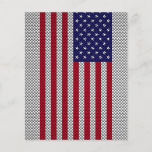 Prospectus 11,4 Cm X 14,2 Cm Drapeau américain sur le décor de fibre de carbone