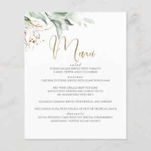 Prospectus 11,4 Cm X 14,2 Cm Dreamy Greenery et Eucalyptus Menu Mariage Feuille