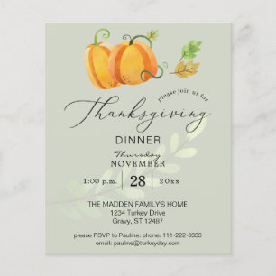 Prospectus 11,4 Cm X 14,2 Cm Duo de Thanksgiving Budget Pumpkin Dinner Olive