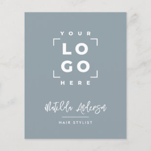 Prospectus 11,4 Cm X 14,2 Cm Dusty bleu élégant moderne girly prix QR code