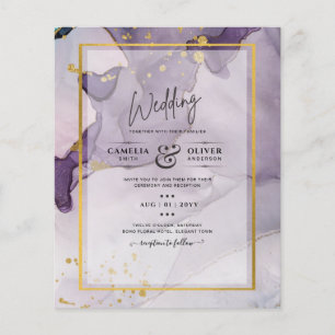 Prospectus 11,4 Cm X 14,2 Cm Dusty Purple Gold Alcohol Encre Mariage Abstrait