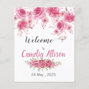 Prospectus 11,4 Cm X 14,2 Cm Elégant Blush Floral Baby shower Bienvenue