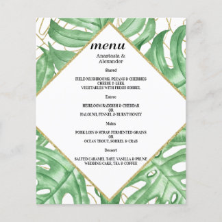 Prospectus 11,4 Cm X 14,2 Cm Élégant budget MARIAGE Tropical MENU.