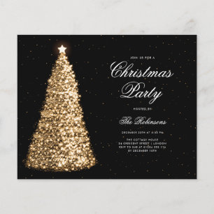 Prospectus 11,4 Cm X 14,2 Cm Élégant Gold Christmas Tree Invitation Menu Progra