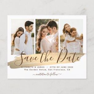 Prospectus 11,4 Cm X 14,2 Cm Elegant Gold Enregistrer La Date Budget Mariage In