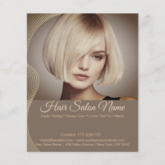 Prospectus 11,4 Cm X 14,2 Cm Elegant Hair Salon Flyer – Customizable Services