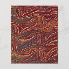 Prospectus 11,4 Cm X 14,2 Cm Élégant papier marbré d'époque Bourgogne et or